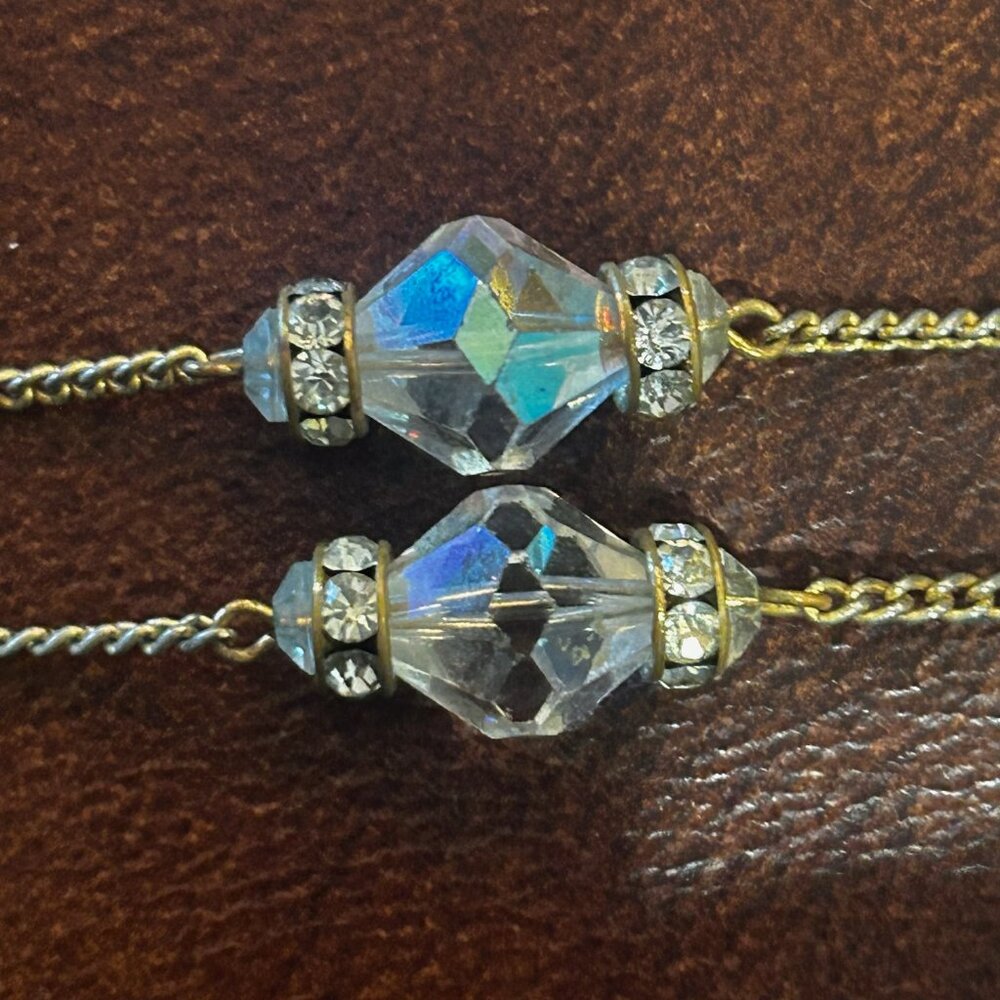 Antique Style Crystal Teardrop Drop Rhinestone Glass Beaded Necklace - Picture 8 of 12